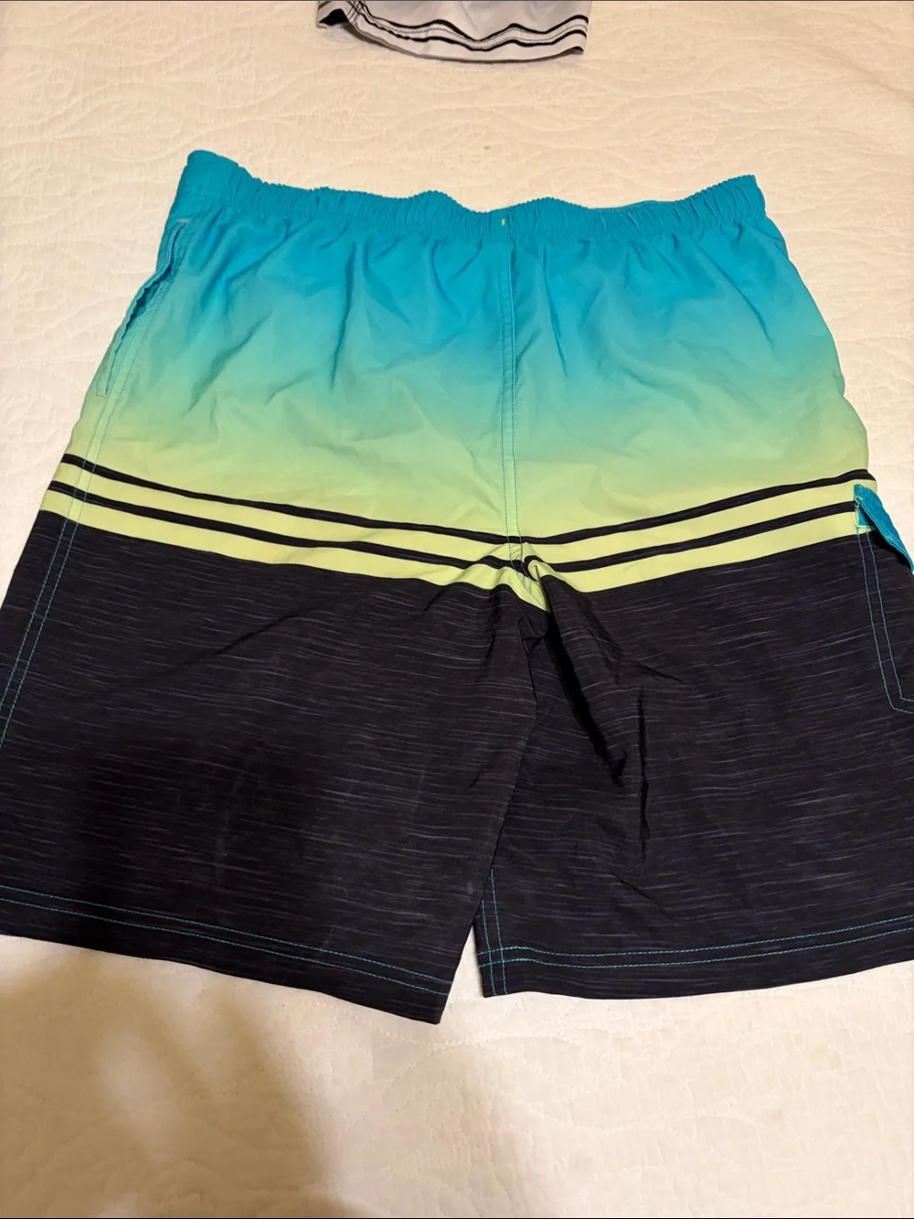 wonder nation Blue and Lime Boys Swim Trunks